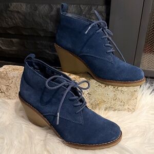 Sonoma Women's Blue Suede Wedge Ankle Boots